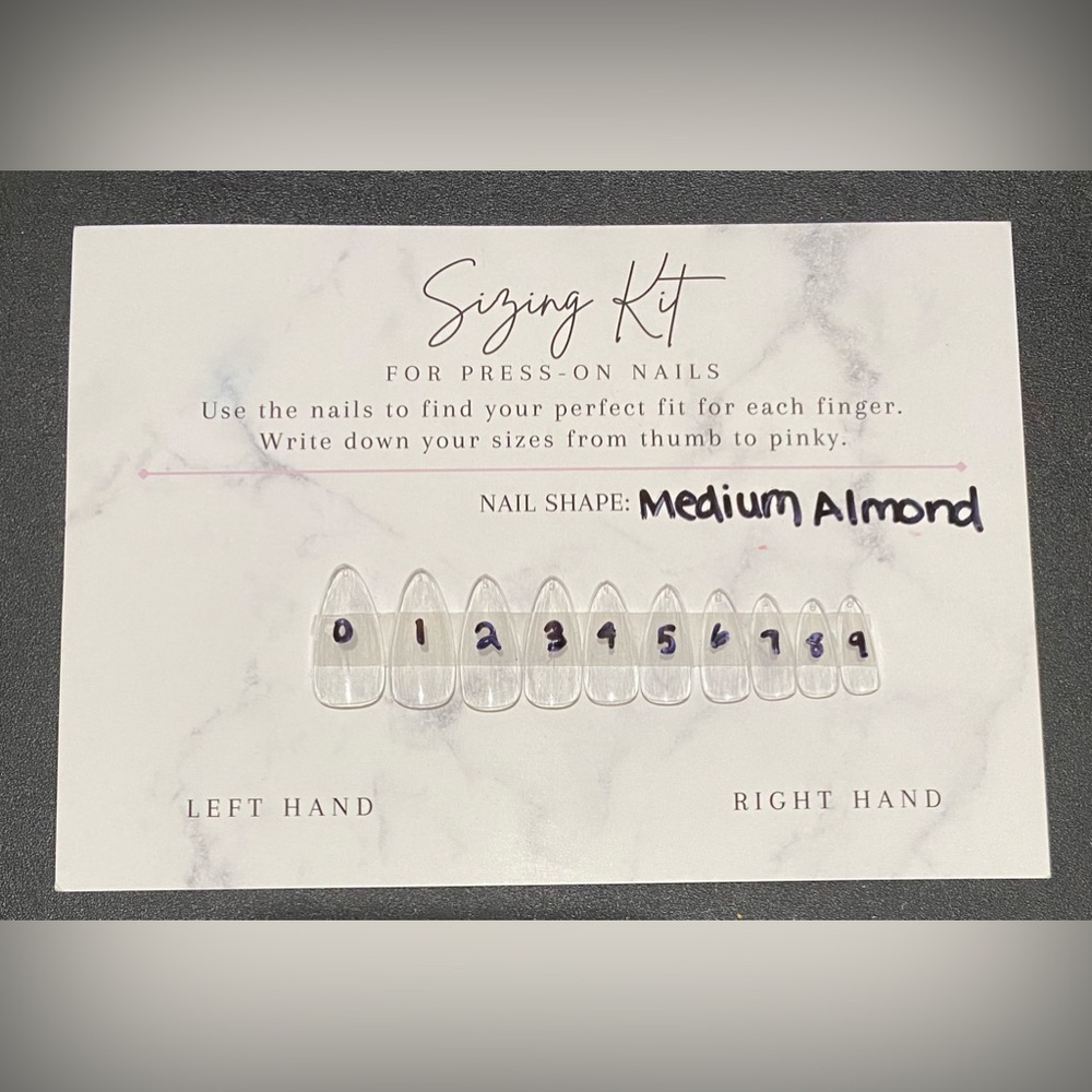 Medium Almond Press-On Nail Sizing Kit for LoveGalore Press On Nails